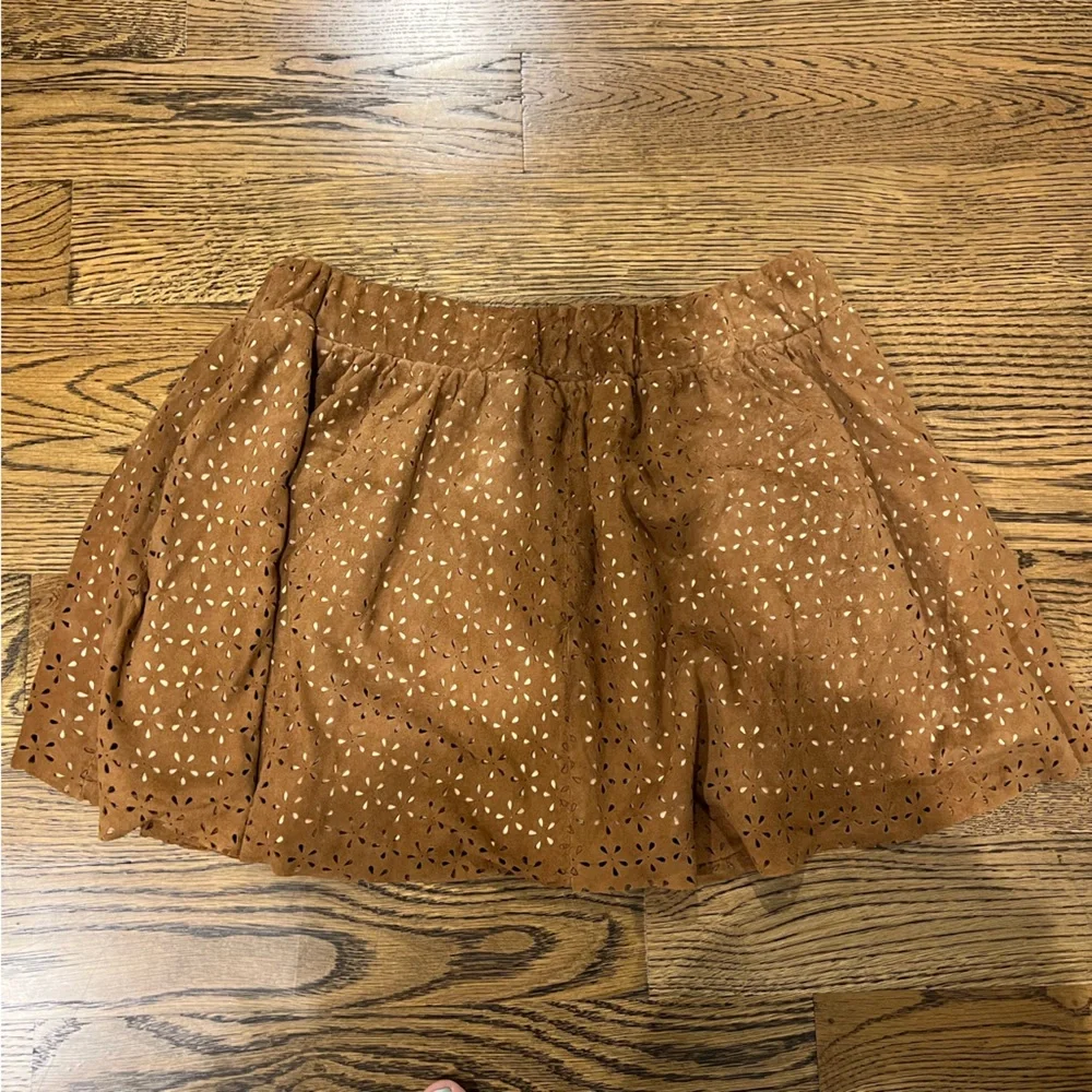 Pencey Suede Perforated Eyelet Mini Skirt